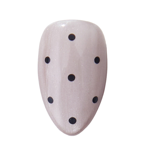 Nailique Press On Nails Short Almond – Handmade Smoky Cat Eye Soft Gel Black Polka Dot Sparkly, 26pcs Reusable Nail Tips with Glue & Remover, Salon Quality Bridal Wedding Manicure