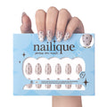 Nailique Press On Nails Short Almond – Handmade Smoky Cat Eye Soft Gel Black Polka Dot Sparkly, 26pcs Reusable Nail Tips with Glue & Remover, Salon Quality Bridal Wedding Manicure