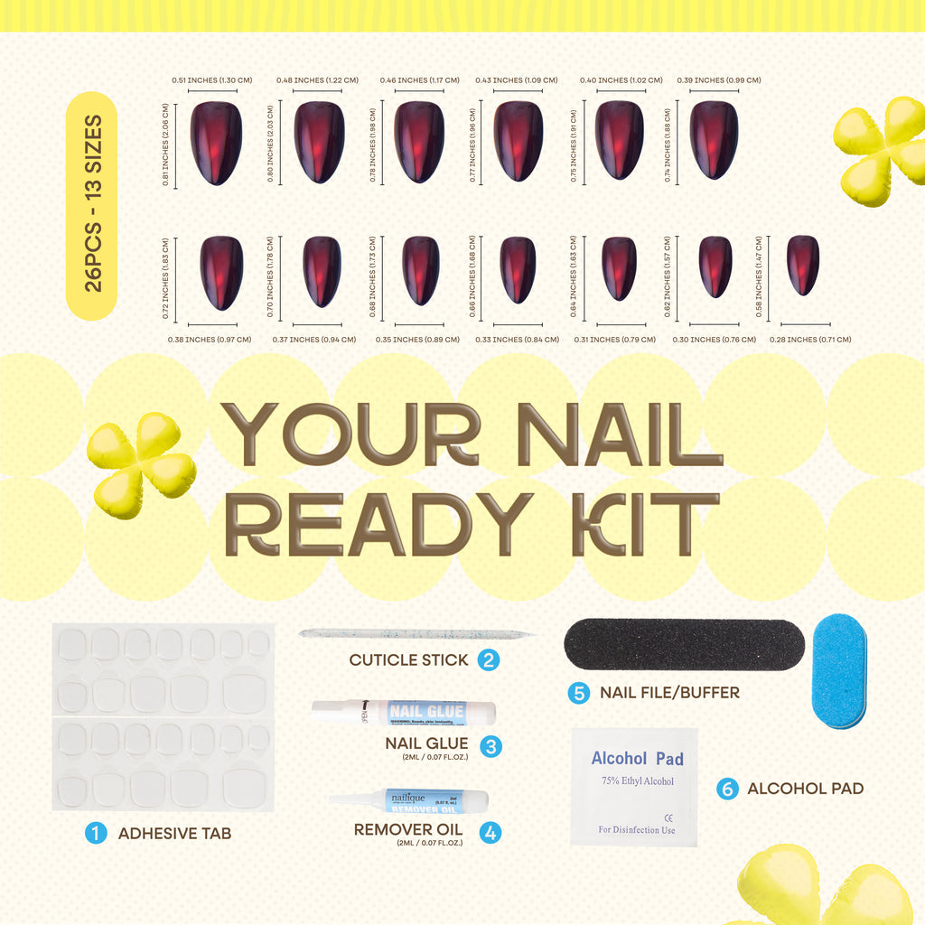 Nailique Press On Nails Short Almond – Handmade Cat Eye Soft Gel Dark Black Red, 26pcs Reusable Nail Tips with Lamp-Curable Glue, Glossy Glam Valentine Wedding Party Manicure