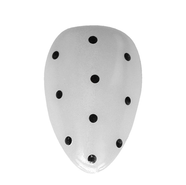 Short almond press-on nails by Nailique featuring chrome glaze, donut design, soft gel finish, and black polka dots.